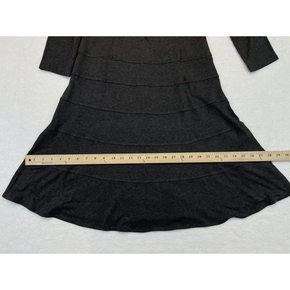 Tommy Hilfiger Women Charcoal Gray L/S Scoop Neck Bodycon‎ A-Line Midi size 6.